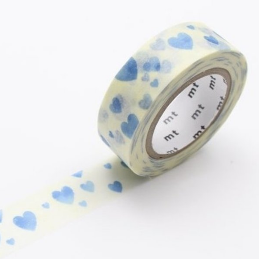 Heart stamp blue washi tape